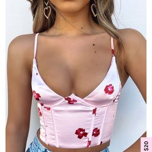 White fox pink bustier top
